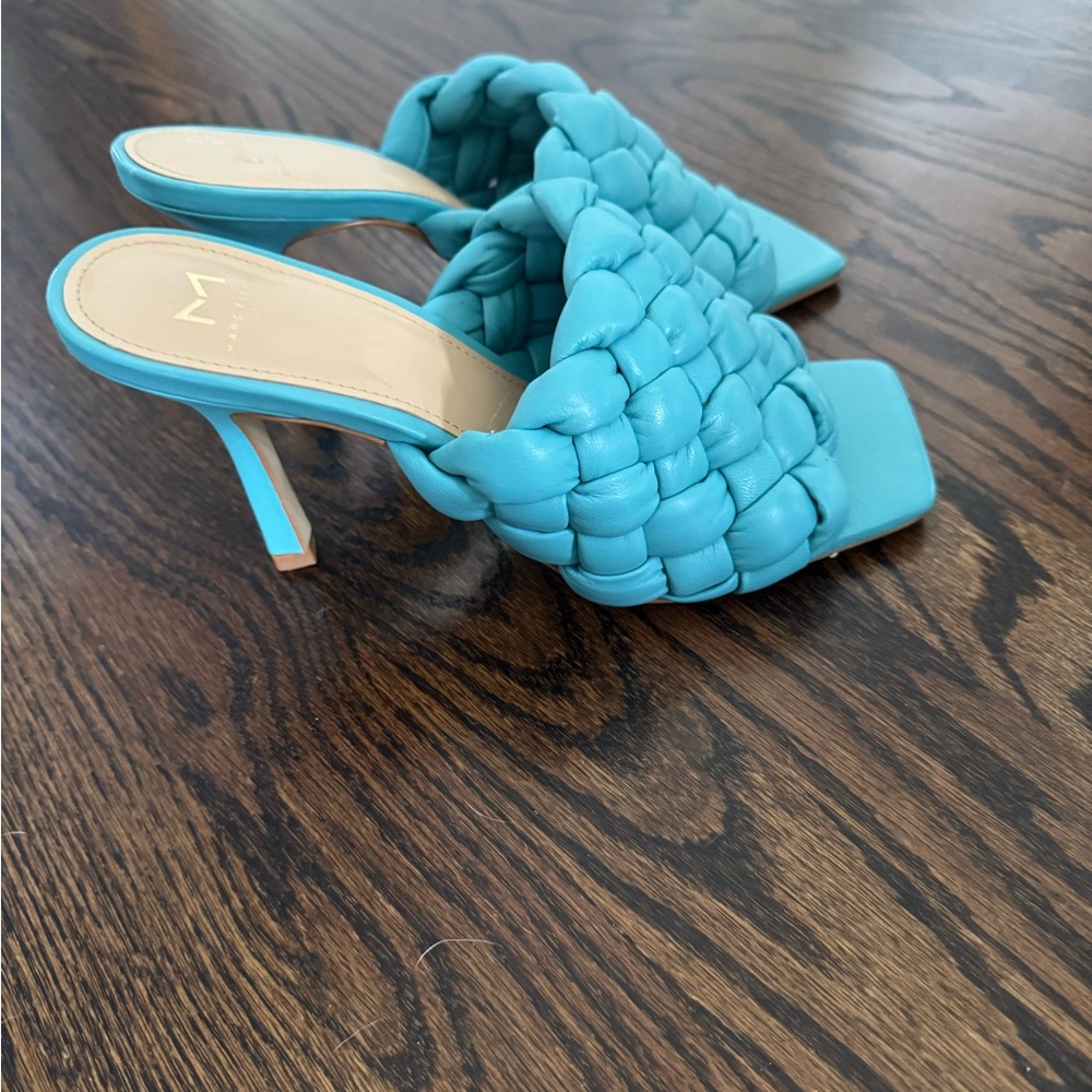 Marc Fisher Turquoise Woven Mules